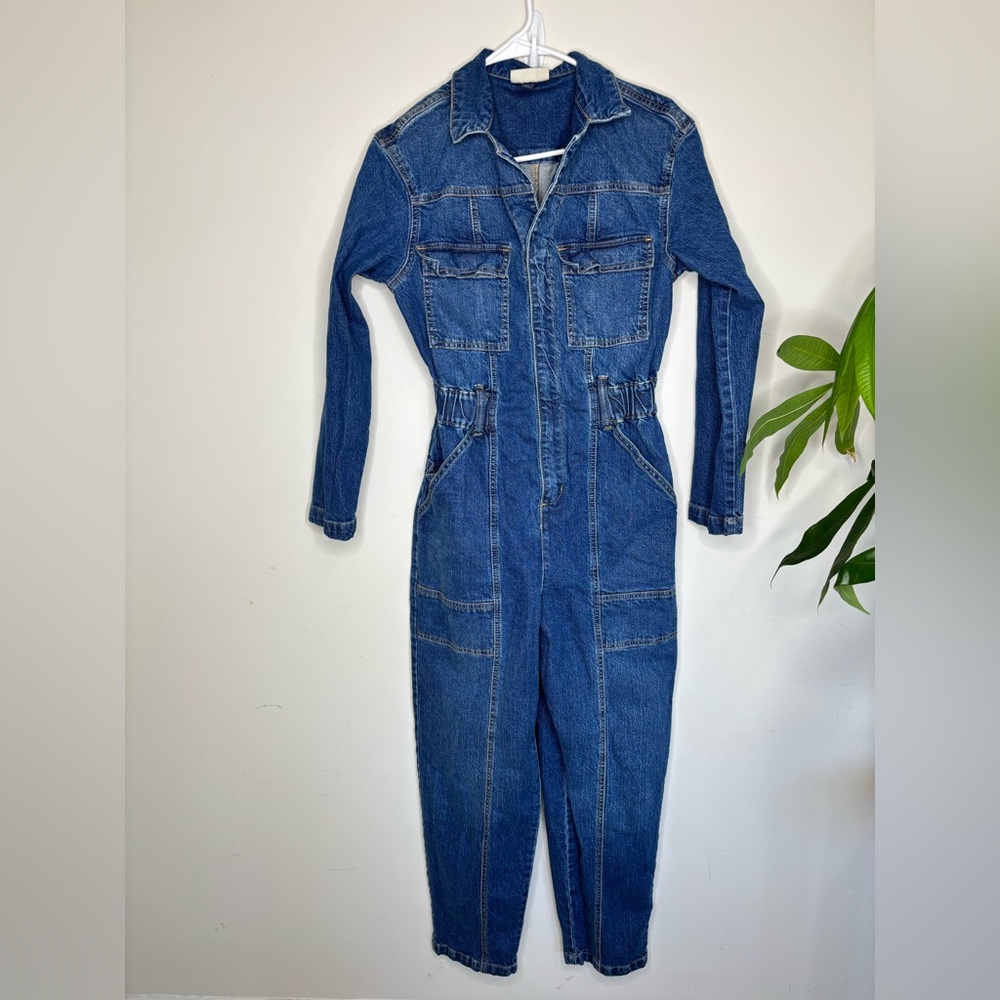 BN12 Universal Thread Women's Blue Denim Jumpsuit Tapered Leg Zip up size 2 - Picture 3 of 8